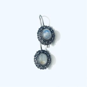 HANDMADE JEWELRY Navaho Vintage Silver 925 Moonstone Drop Earrings